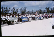 Ted Goble Collection, No. 12 People Holding Up Signs Representing Their Islands 